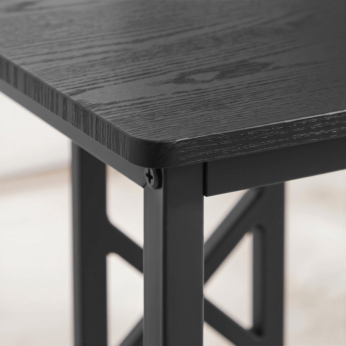 VECELO 43.3" Dining Table Set for 4, Space-Saving Kitchen Table with 1 Bench and 2 Stools, Tuck-Away Seating, Rustic Farmhouse Style, Adjustable Foot Pads, Black