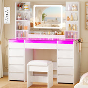 Glass-Top Vanity with LED Mirror