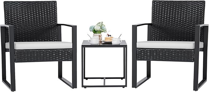 3-Piece Outdoor Wicker Patio Furniture Set with Coffee Table