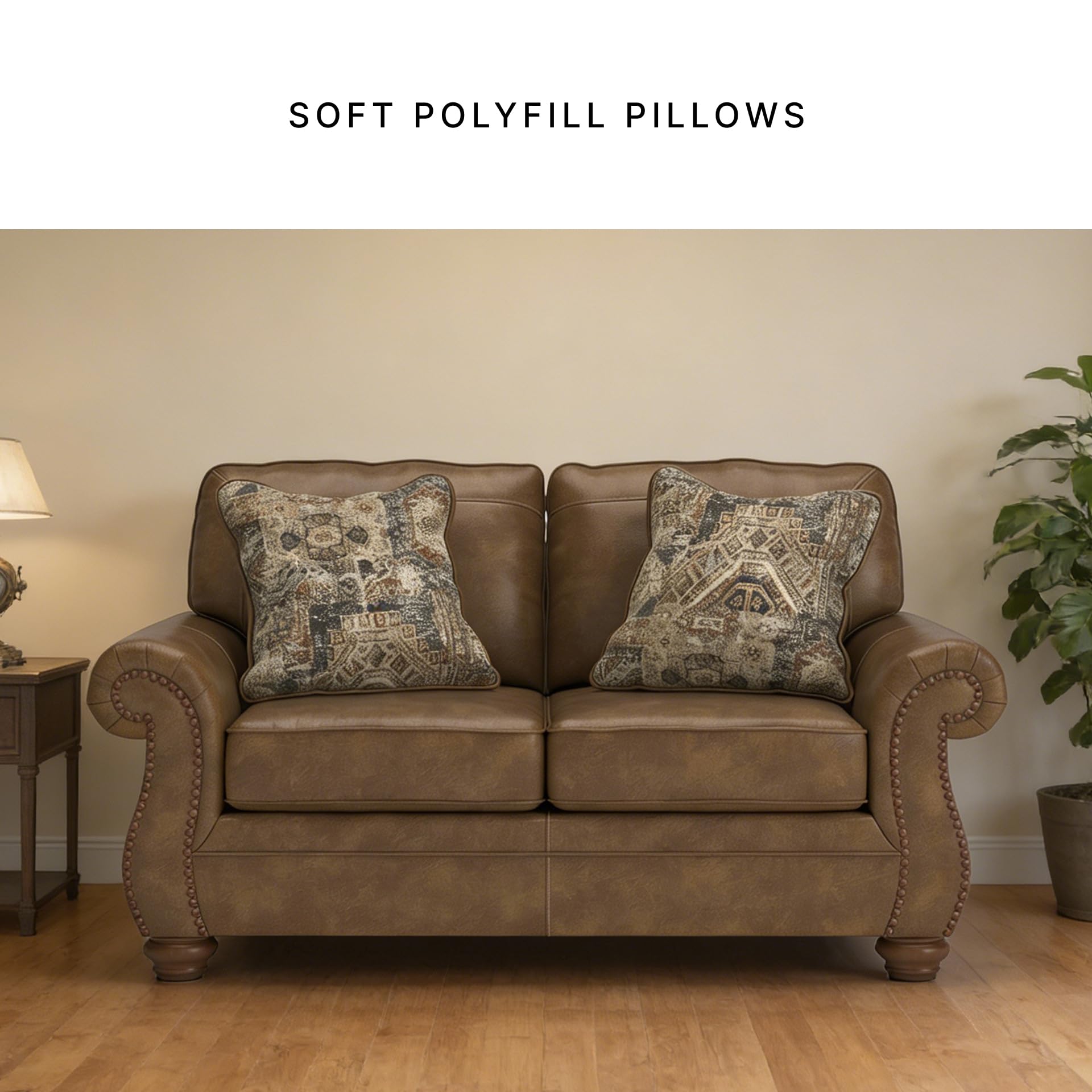 Faux Leather Loveseat with Nailhead Trim