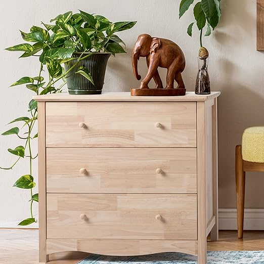 Unfinished Solid Wood Dresser with Full-Extension Drawers