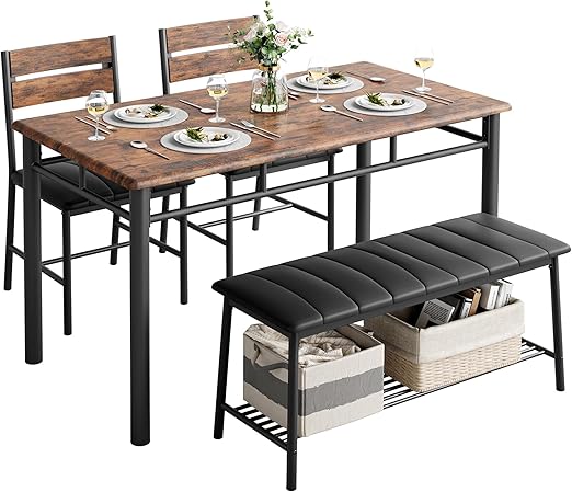 Industrial Modern Dining Table Set for 4