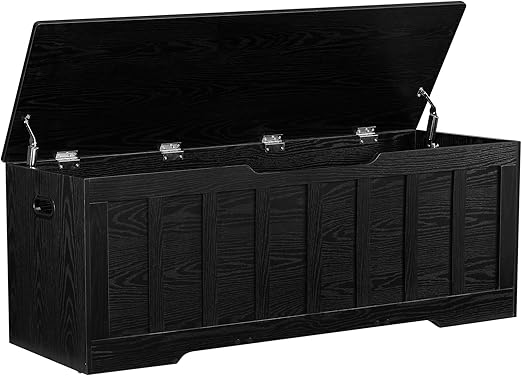 Large Wooden Storage Bench with Safety Hinges