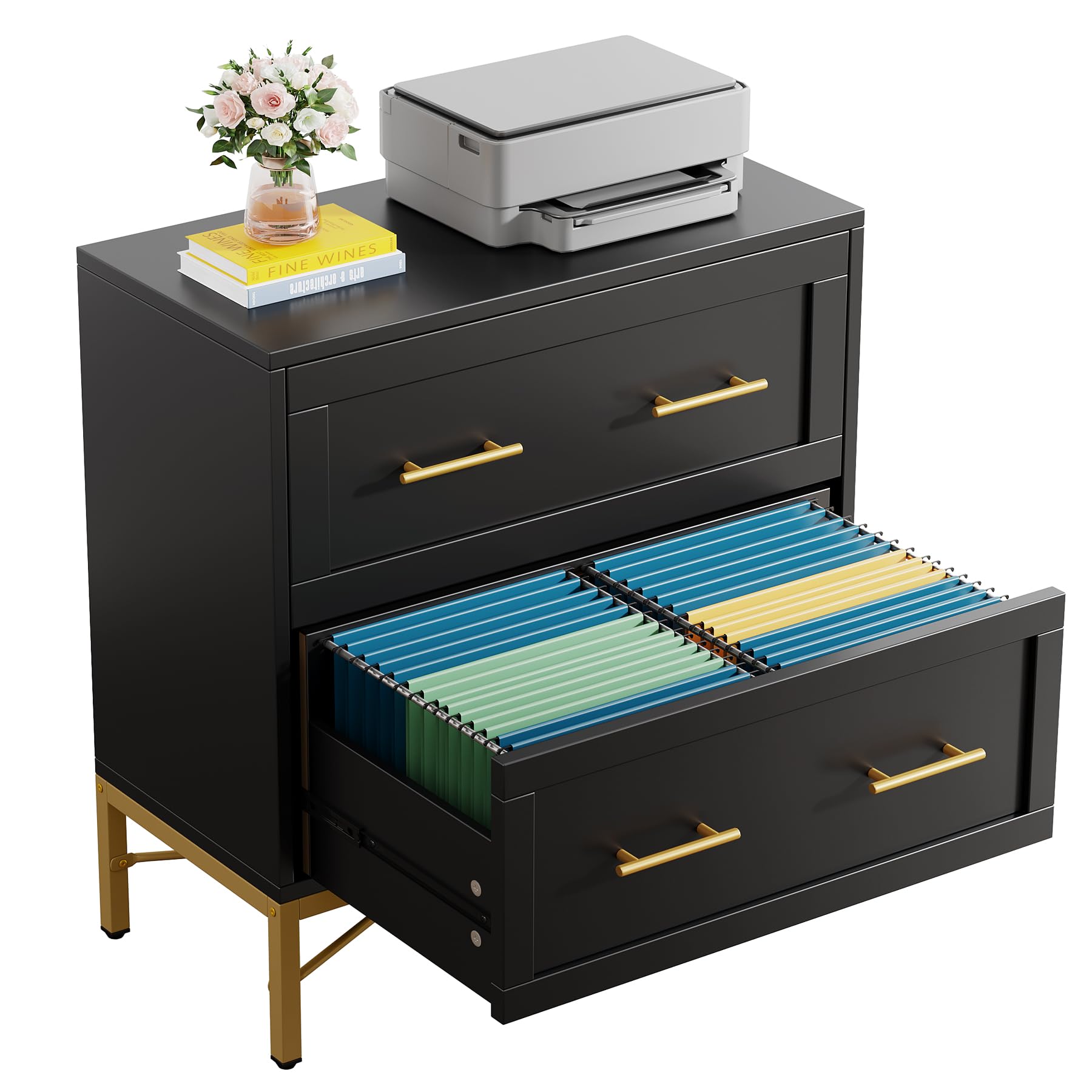 2-Drawer Lateral Filing Cabinet with Printer Stand