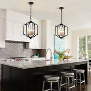 MIAYBPH Black and Gold Chandelier Light Fixture, 4-Light Farmhouse Chandelier Dining Room Light Fixtures Rustic Hanging Small Entryway Pendant Light for Kitchen Island Foyer Living Room