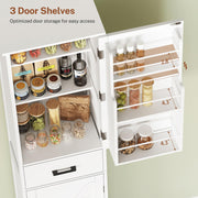 TEENFON Tall Storage Cabinet with 3 Door Shelves & 1 Drawer, Narrow Kitchen Pantry Cabinet for Living Room, Bathroom, Entryway, White