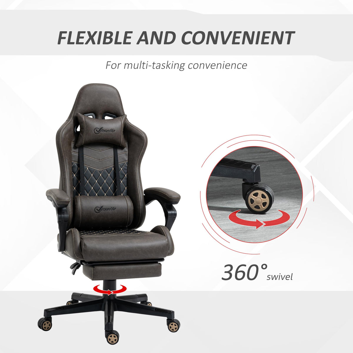 Brown Reclining Gaming Chair