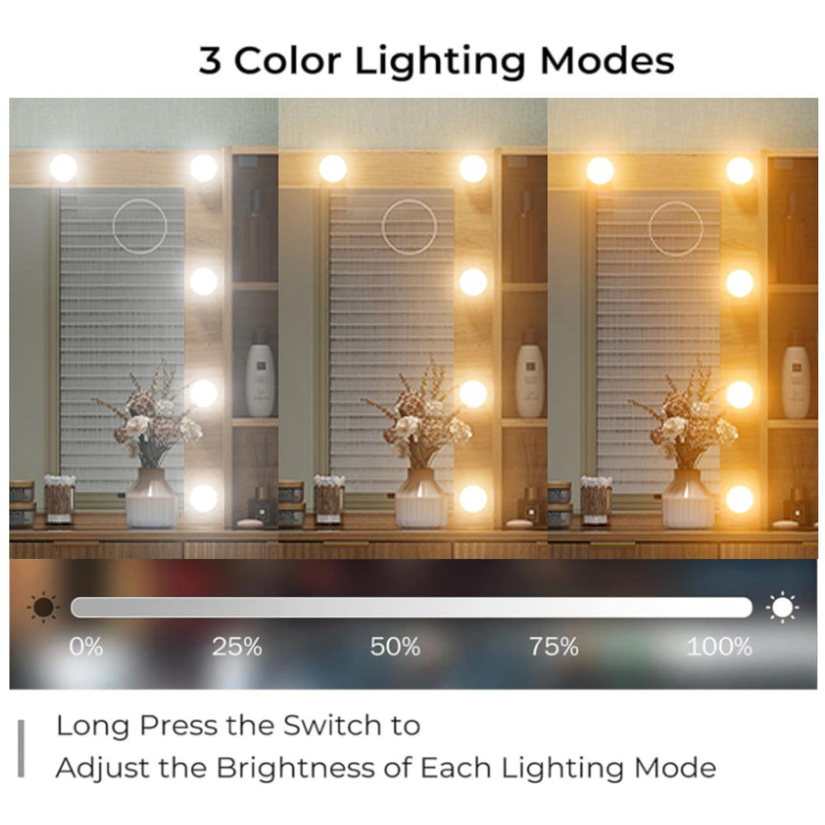 Fluted Makeup Vanity with LED Mirror