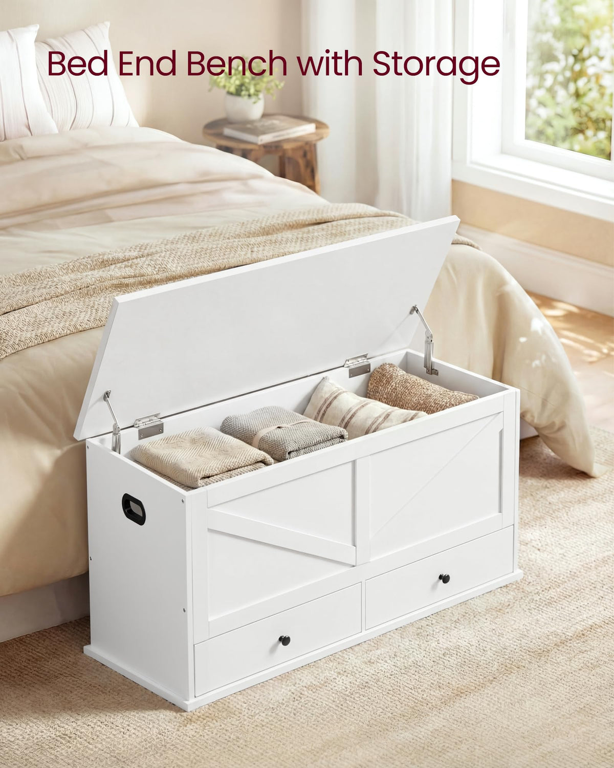 Farmhouse Storage Bench with Drawers