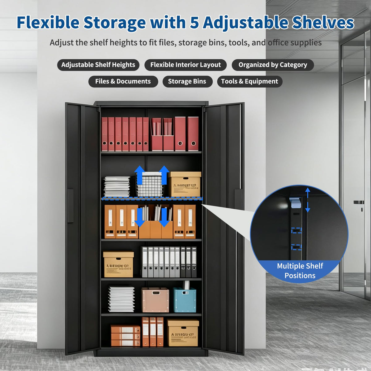 Black Steel Locking Storage Cabinet