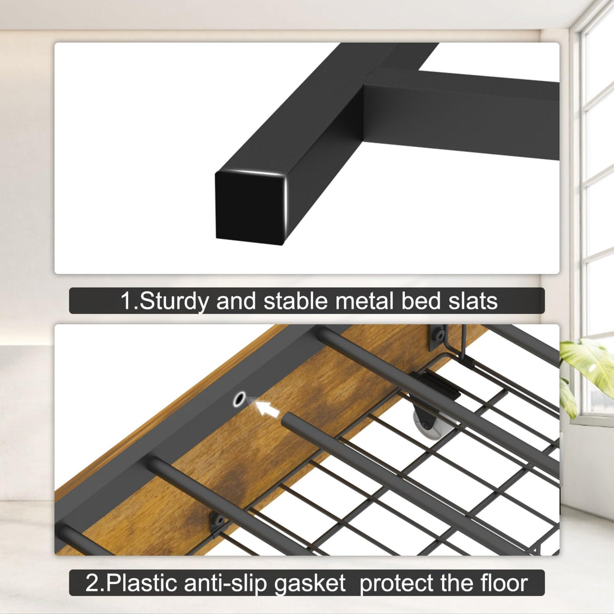 KEIKI Full Size Corner Bed Frames with Storage Drawers, Charging Station, Led Light & Bookcase Headboard, Wooden & Metal L-Shaped Captain Daybed for Small Room, Bedroom, Guest Room, kids'Room, Brown