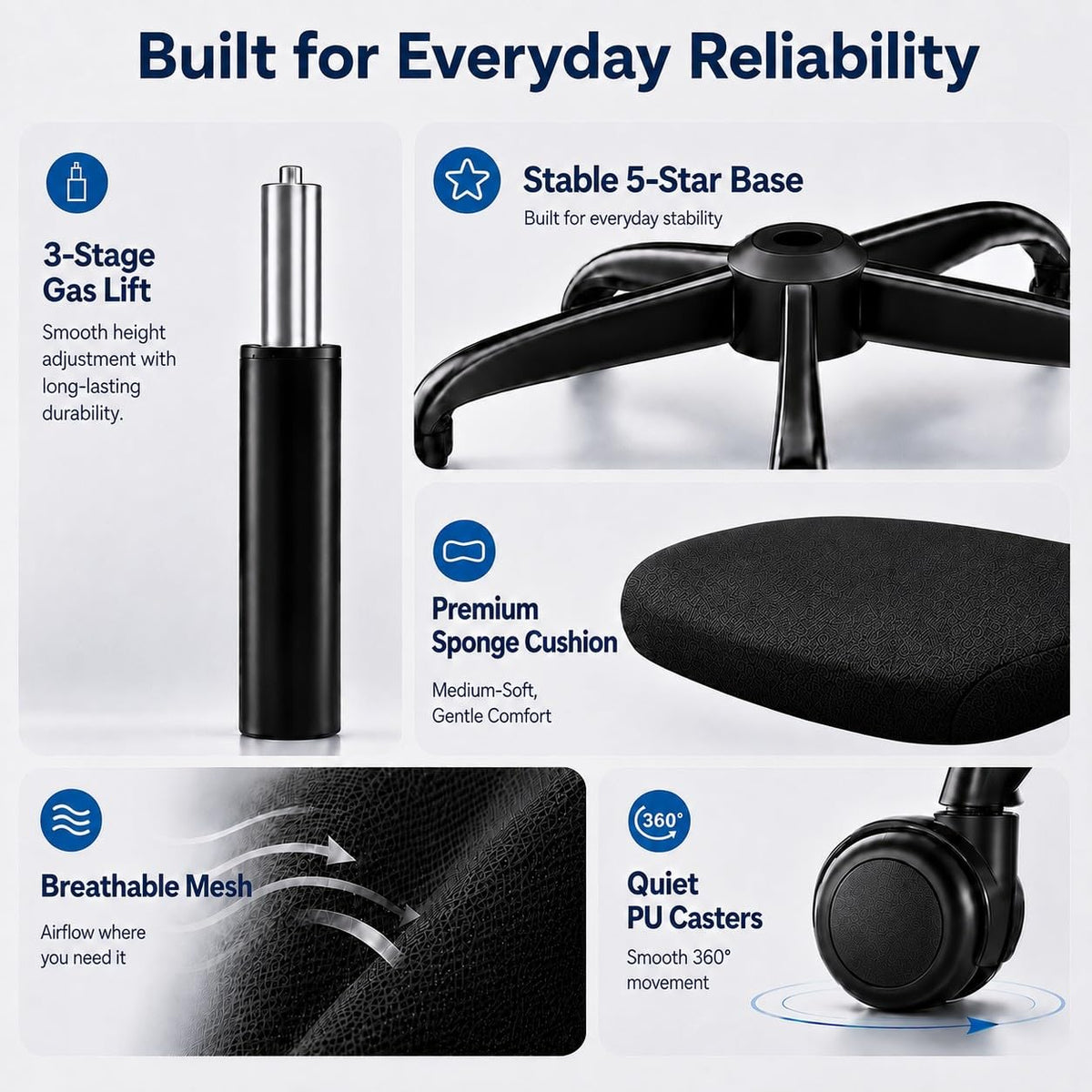 Ergonomic Office Chair for Lower Back Relief, 4-Way Lumbar, 330 LBS