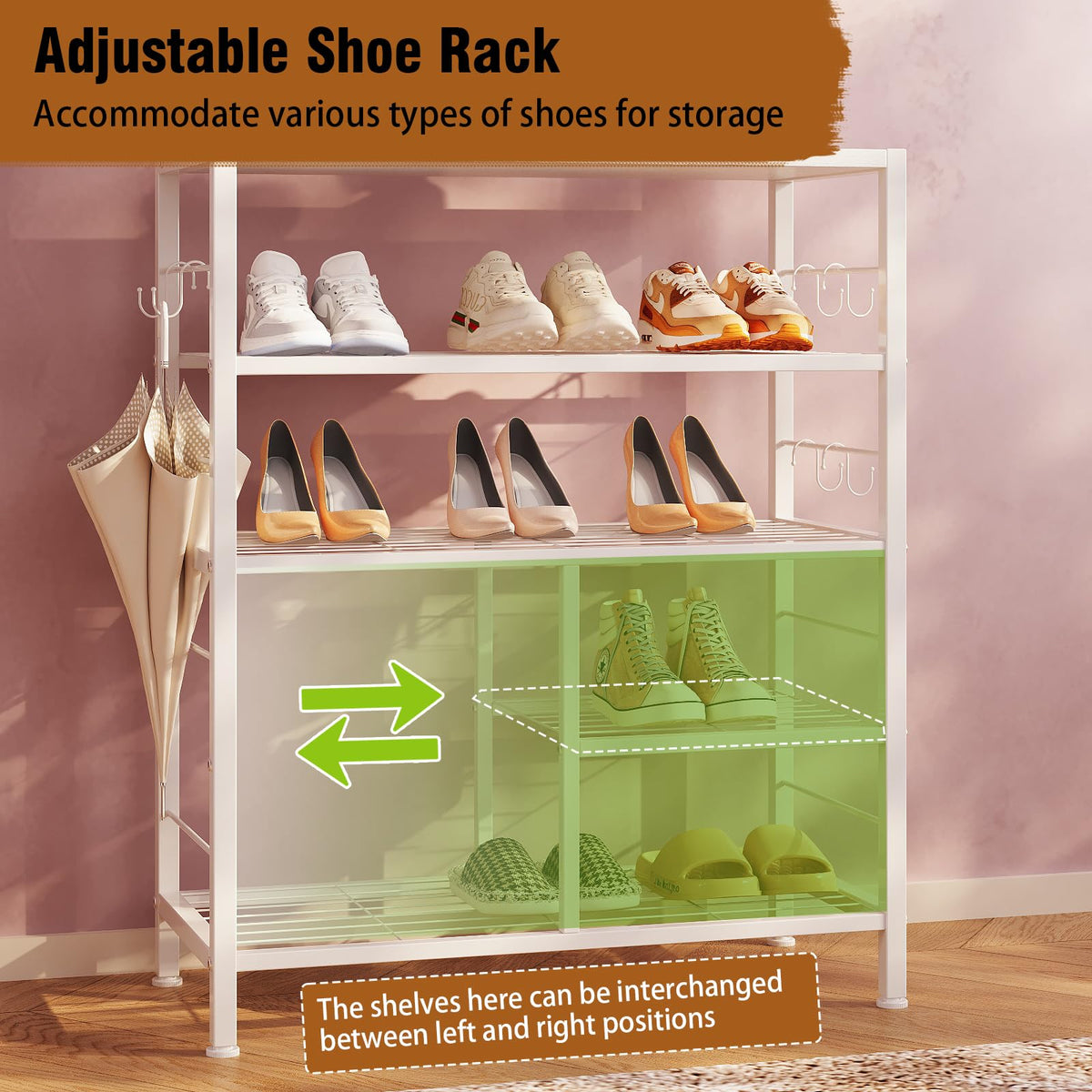 Hall Tree with Coat Rack and Shoe Storage