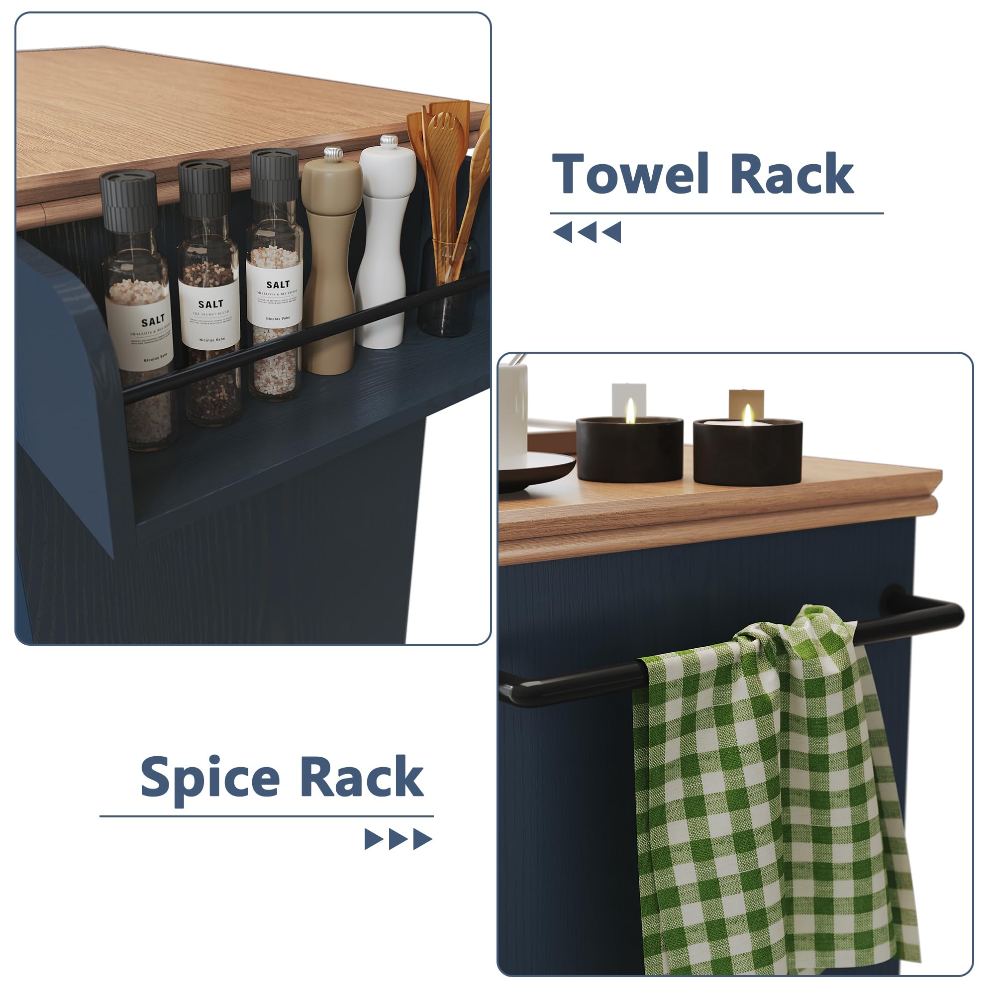 Rolling Kitchen Island Cart with Storage