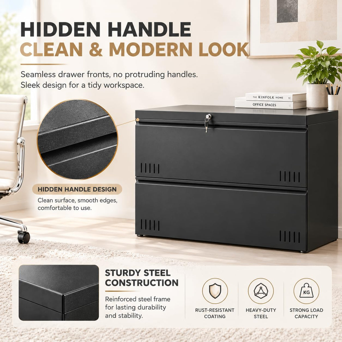2-Drawer Locking Metal File Cabinet