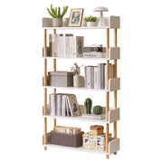 Aibiju Five-Tier Wooden Open Bookshelf - Modern Display Bookshelf for Home and Office Use, with Storage Cabinets, White YD-BC006W