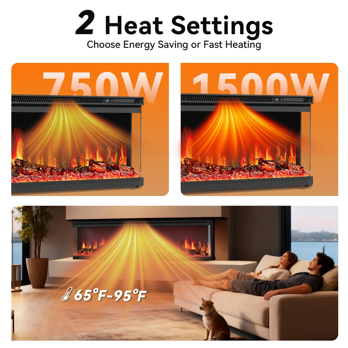 3-Sided Smart Electric Fireplace