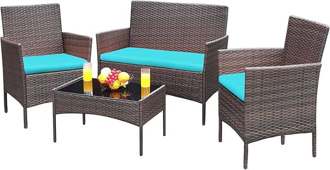 4-Piece Outdoor Rattan Patio Furniture Set