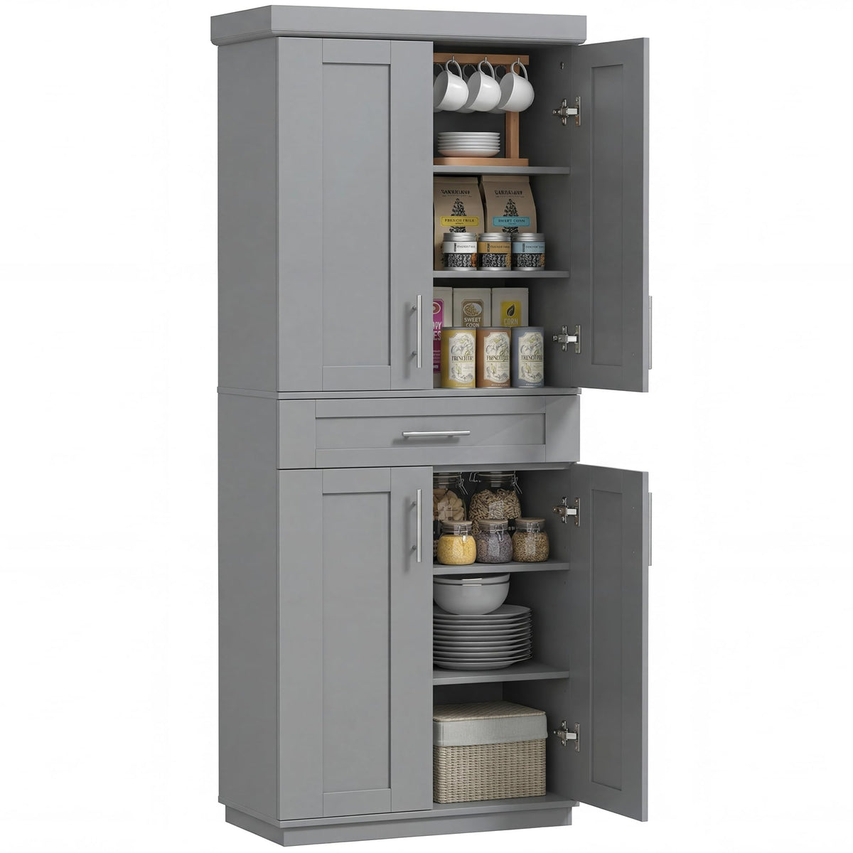 Gray Kitchen Pantry Cabinet