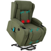 Power Lift Recliner Massage Chair with Heat & Cupholders