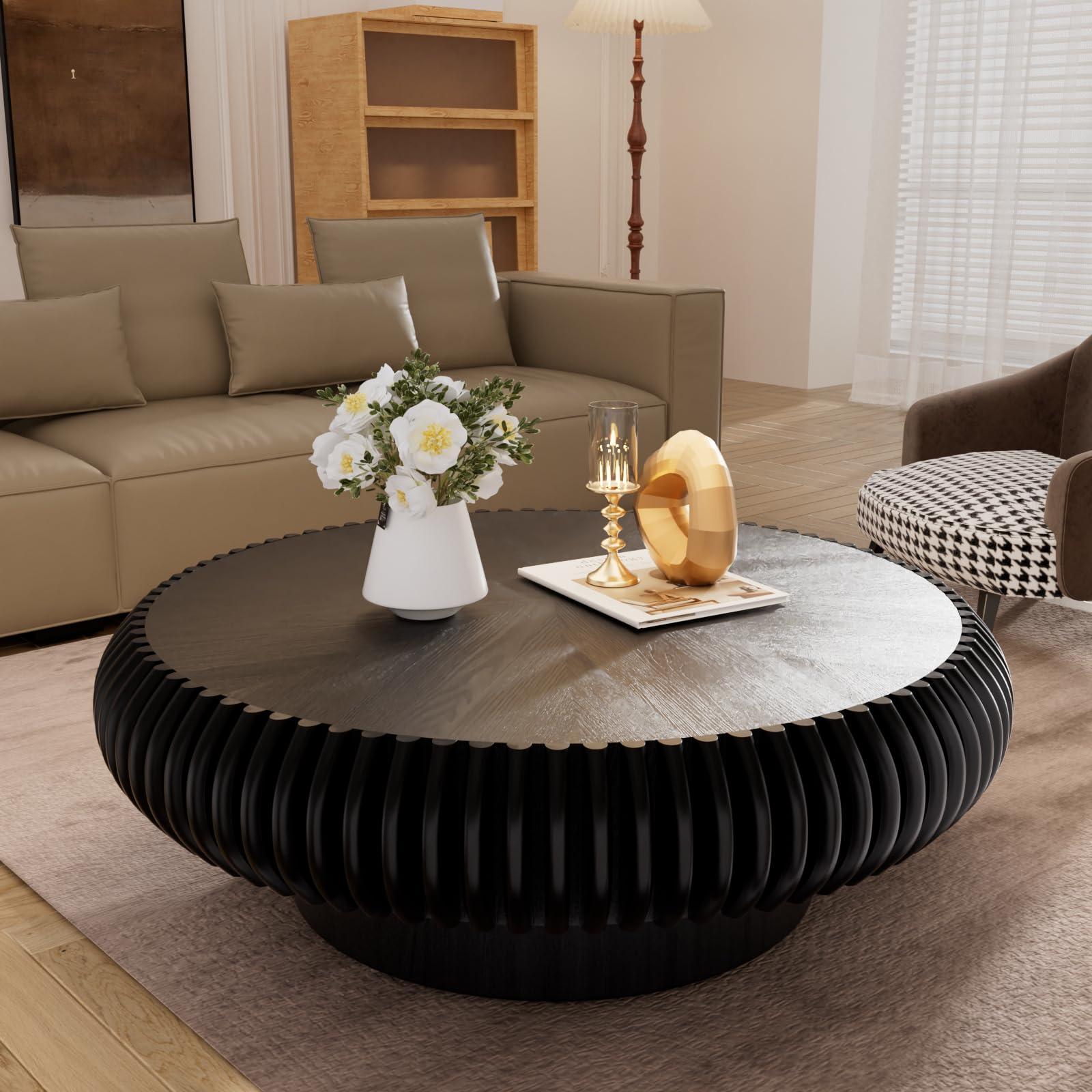 Round Fluted Drum Coffee Table