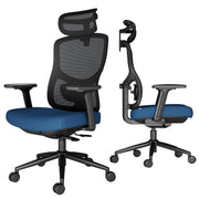 DEXYNORD Ergonomic Office Chair with Breathable Mesh Back & Thick Cushion Seat, 4D Armrests, 3D Headrest, Adjustable Lumbar Support & Seat Depth, High Back Desk Chair with Tilt Lock (Blue)
