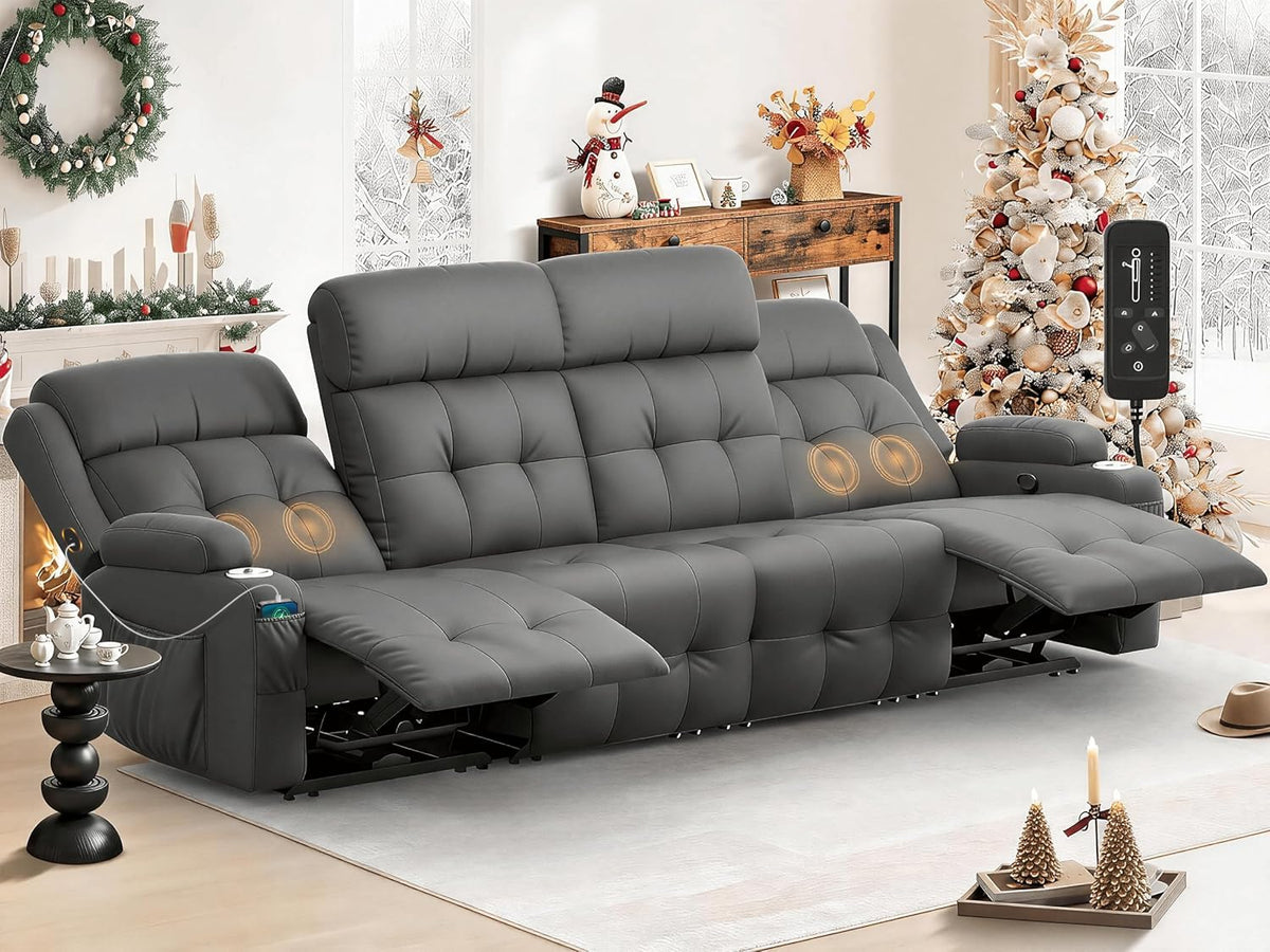 Furgatti Reclining Loveseat Sofa, RV Loveseats Recliner Sofas Wall Hugger, Double Recliners Couch with USB-A/Type C, Cup Holder, PU Leather Love Seat for Home Theater Seating & Gaming Room