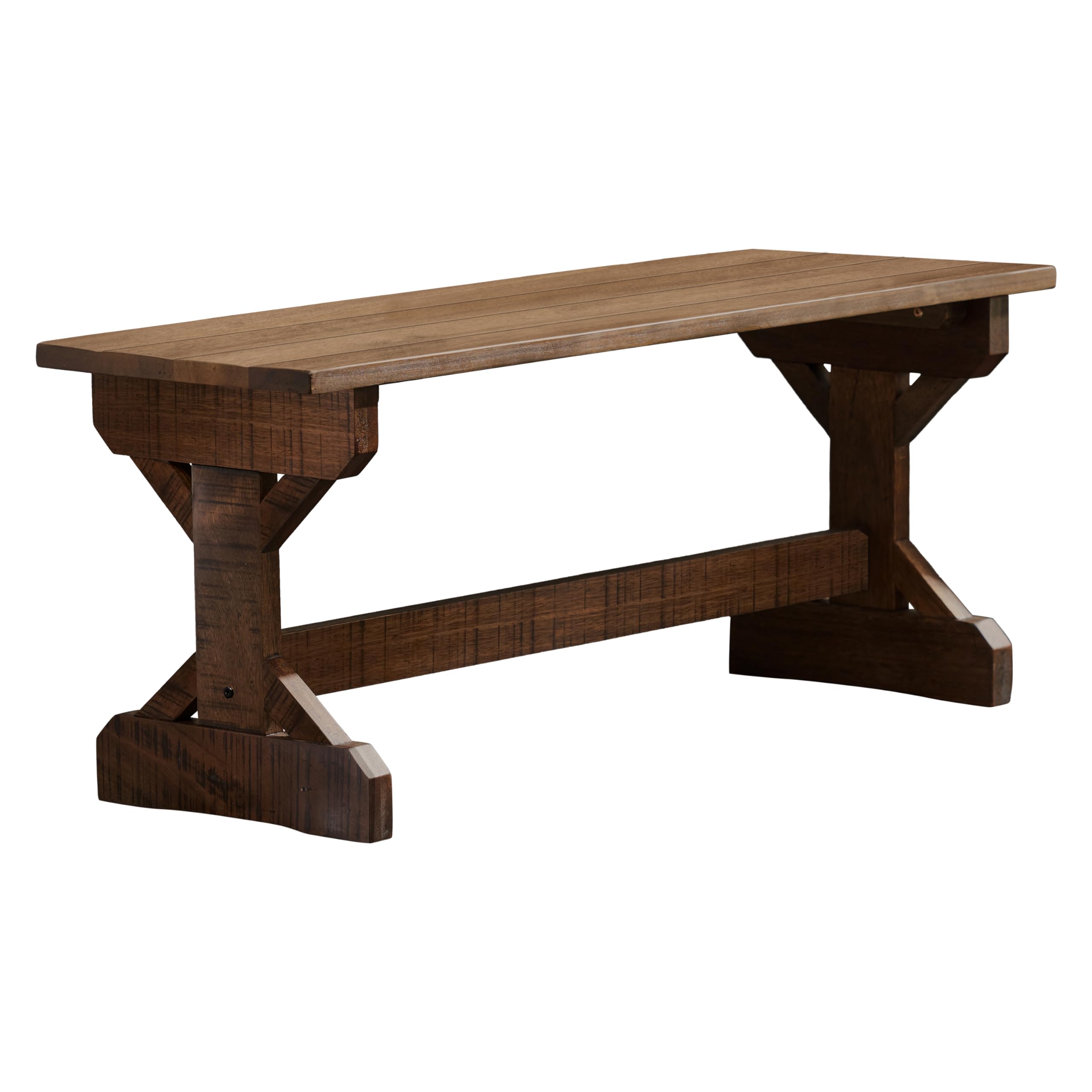 Meranti Wood Farmhouse Bench with Walnut Stain | Indoor & Outdoor