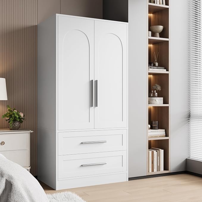 Black Armoire Wardrobe with Drawers