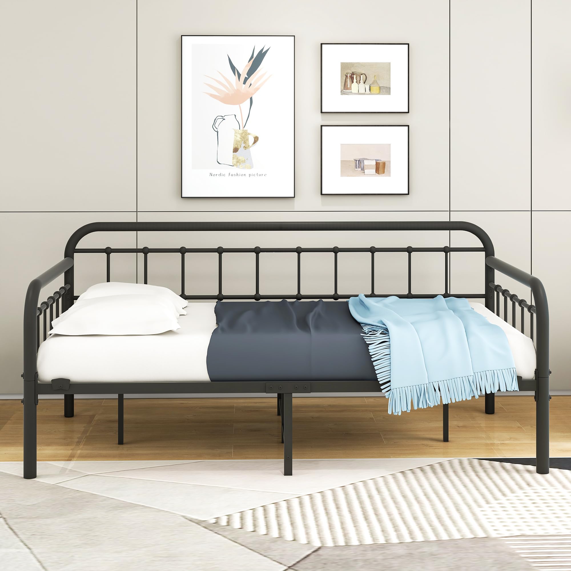 Twin Metal Daybed Frame with Heavy Duty Slats