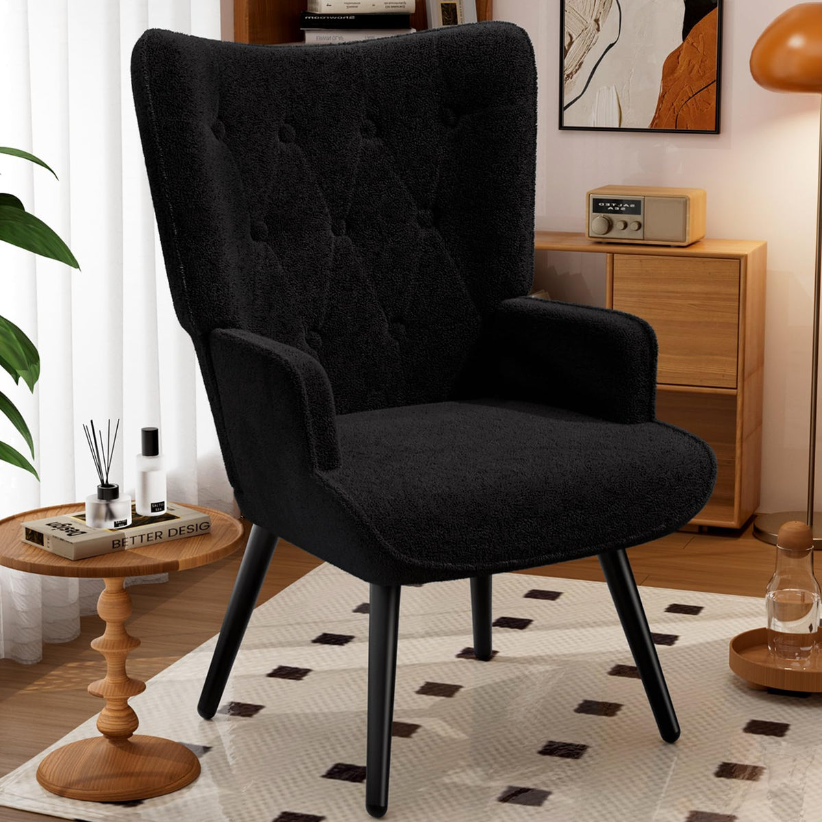 TLSUNNY Accent Chair, Upholstered Teddy Fabric Living Room Chairs