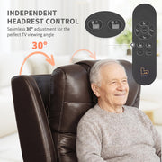 EONIX Triple Motor Lay Flat Power Lift Recliner Chair for Elderly with Massage, 400lbs Electirc Lift Chair for Living Room, Independent Adjustable Backrest Headrest, Extended Footrest, Dark Brown