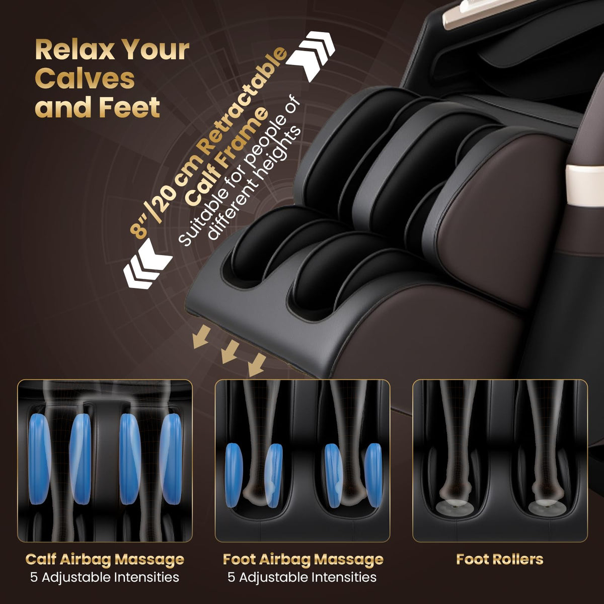 COSTWAY Full Body Massage Chair, Dual SL Tracks Zero Gravity Massage Recliner with Airbags, Waist Heater, Foot Rollers, Voice Control, Auto Body Scan, Retractable Calf Frame, Installation-Free Design