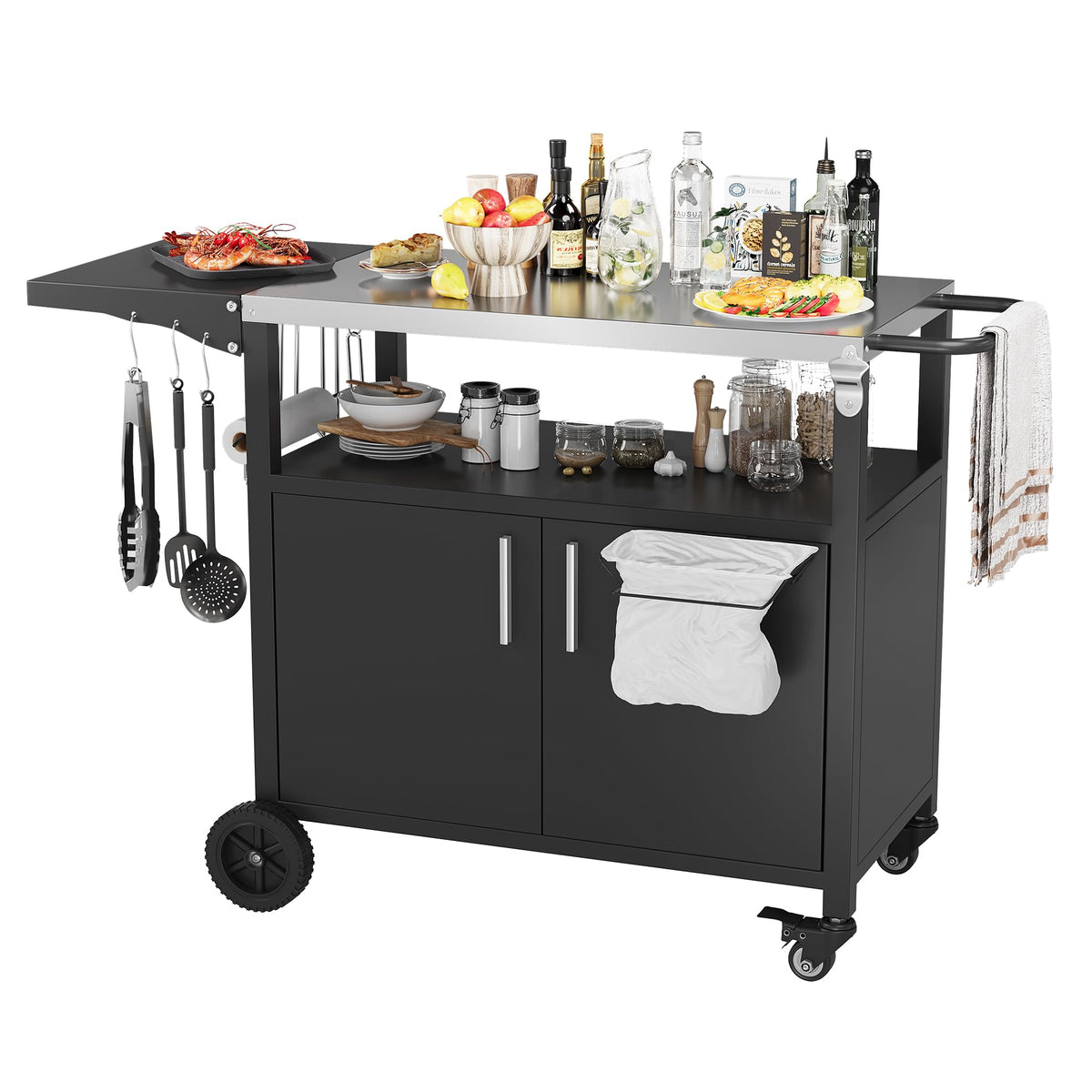 Black Outdoor Grill Cart