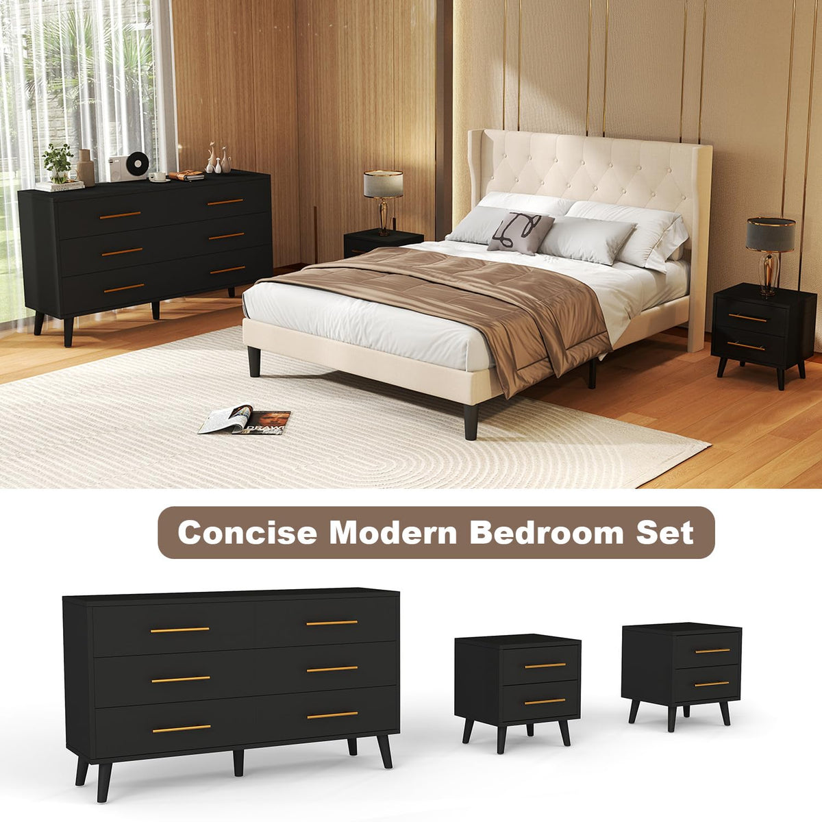 Black 3-Piece Bedroom Set