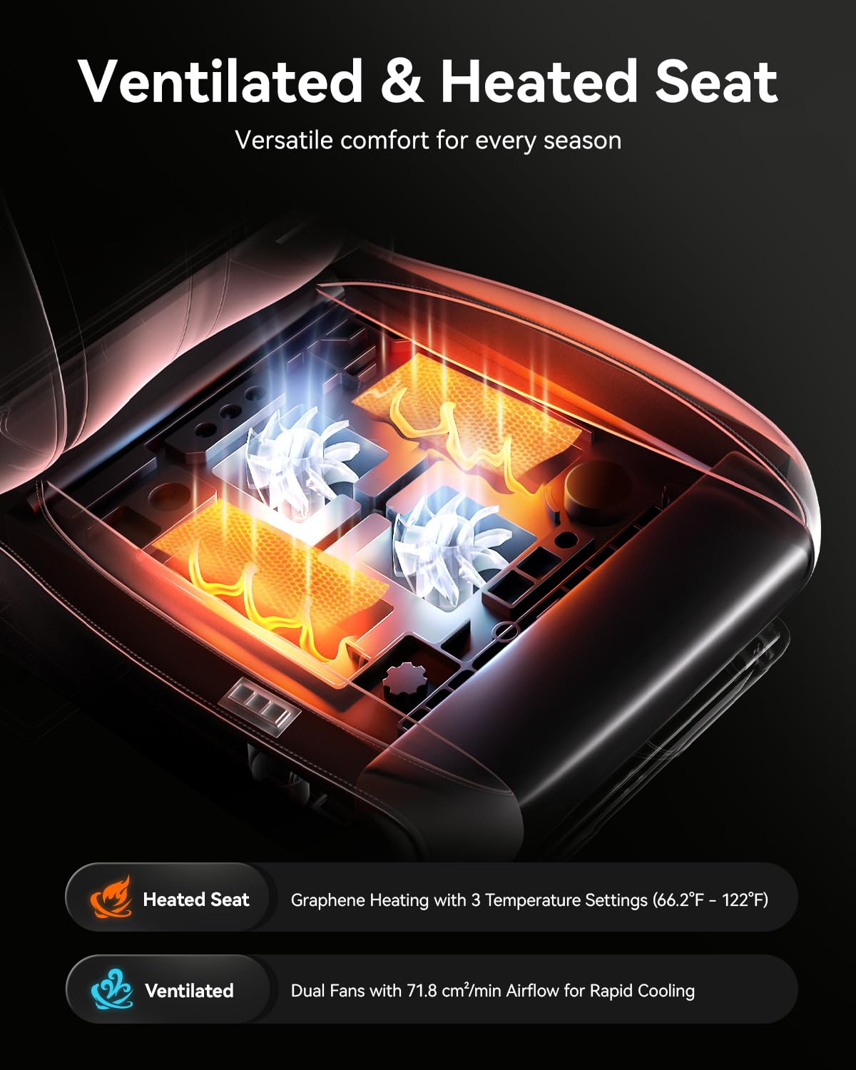 Ergonomic Gaming Chair with Heated & Ventilated Seat