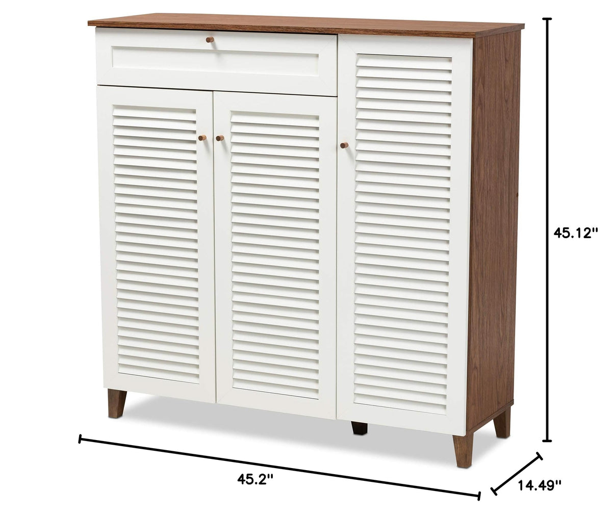 Baxton Studio Shoe Cabinets, White/Walnut