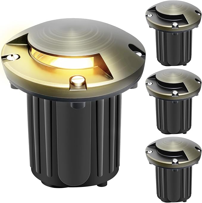 Brass Well Lights Outdoor 12V LED In-Ground Light – 12 Pack