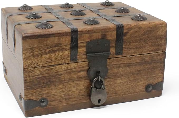 Wooden Treasure Chest with Lock
