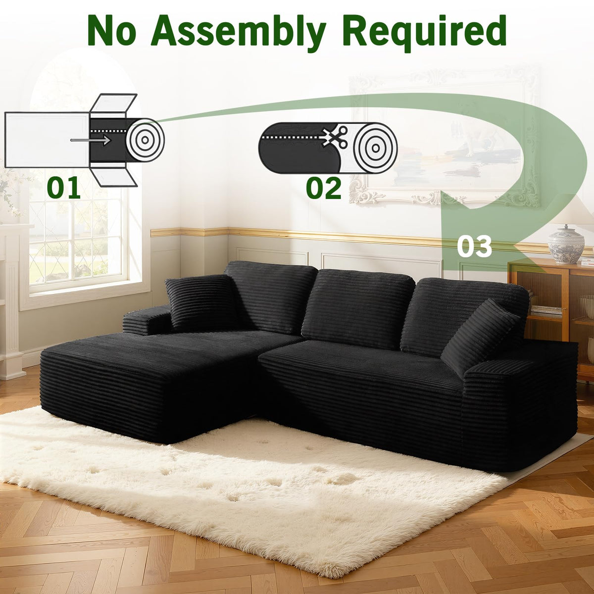 Corduroy Modular Sectional Sofa Bed