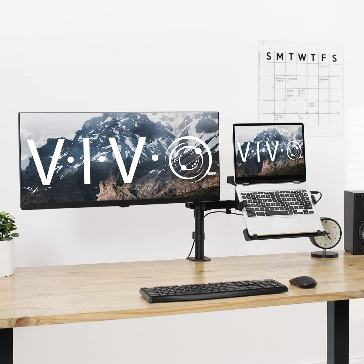 VIVO Black Universal Pole Mounted Laptop Holder, MOUNT-PL1A-LAP3