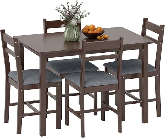 5-Piece Farmhouse Dining Table Set for 4
