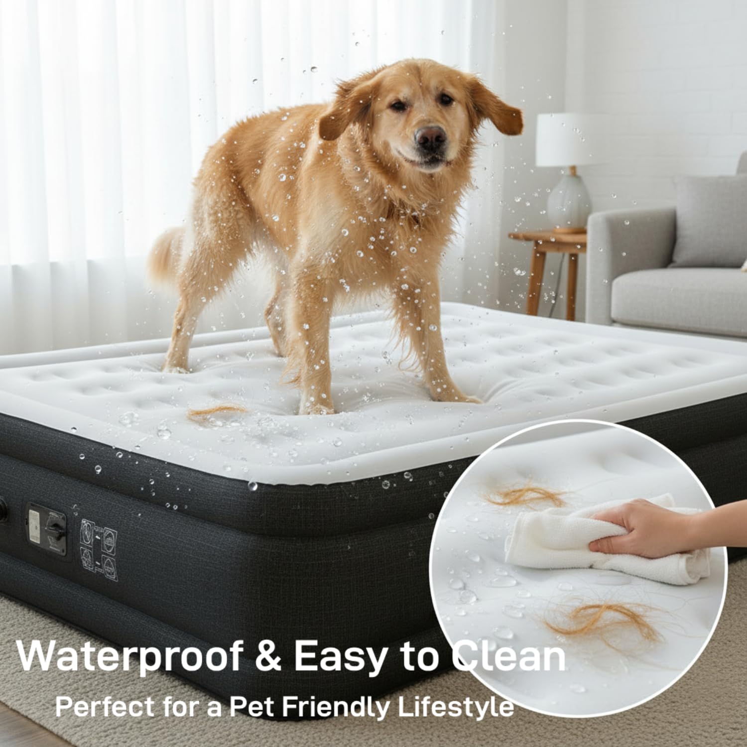 Queen Air Mattress with Built-In Pump – 18" Raised, 650 lbs Support