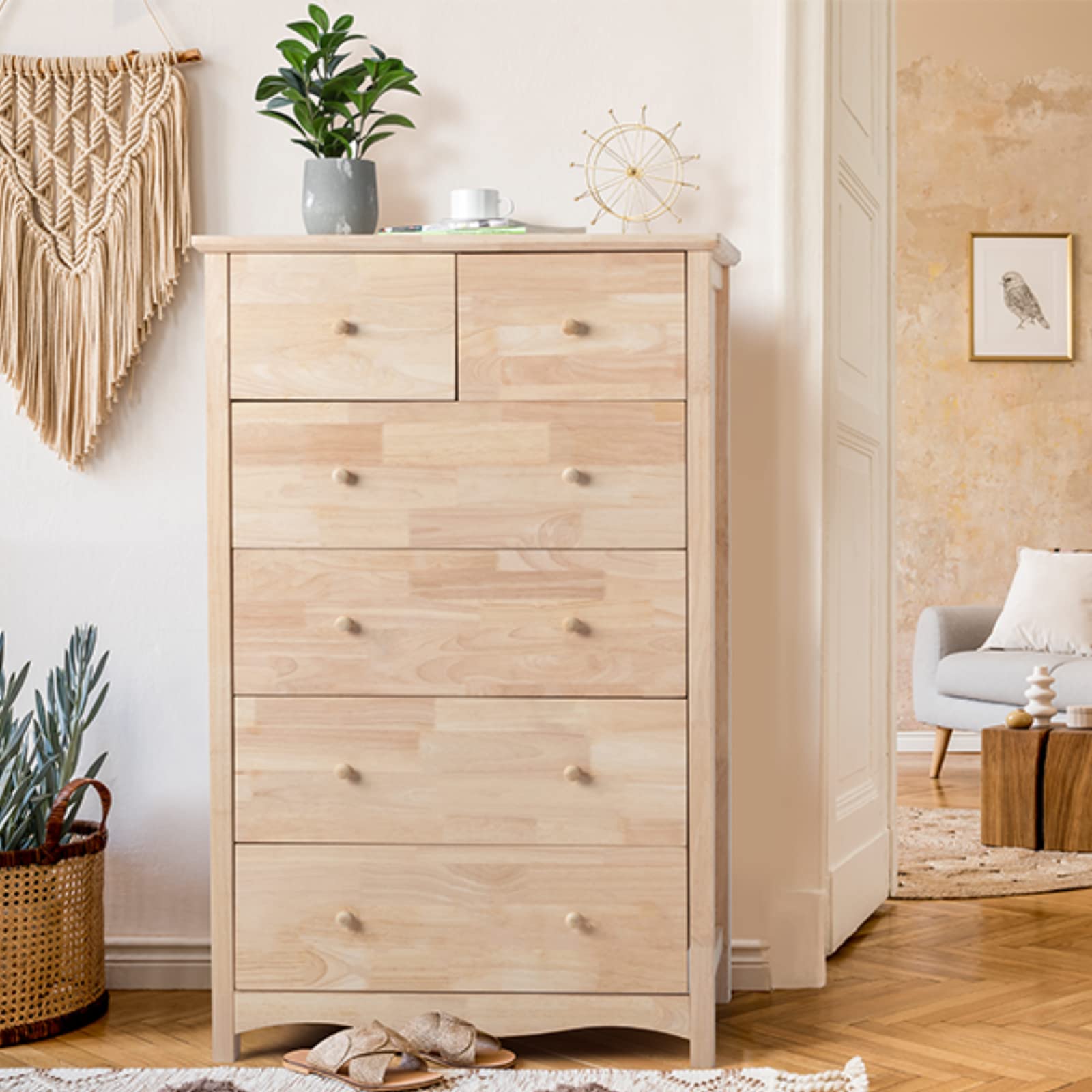 Unfinished Solid Wood Dresser with Full-Extension Drawers