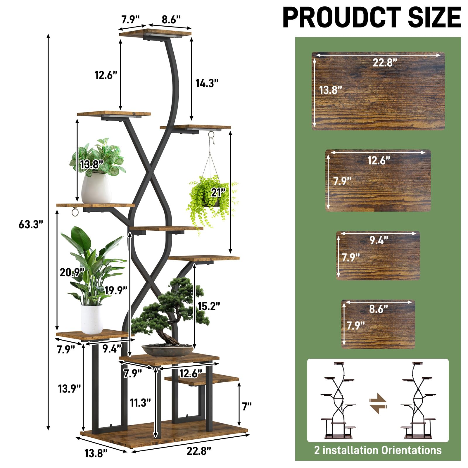 10-Tier Plant Stand with Grow Light
