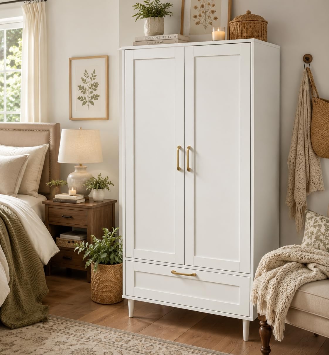 White Wardrobe with Drawer