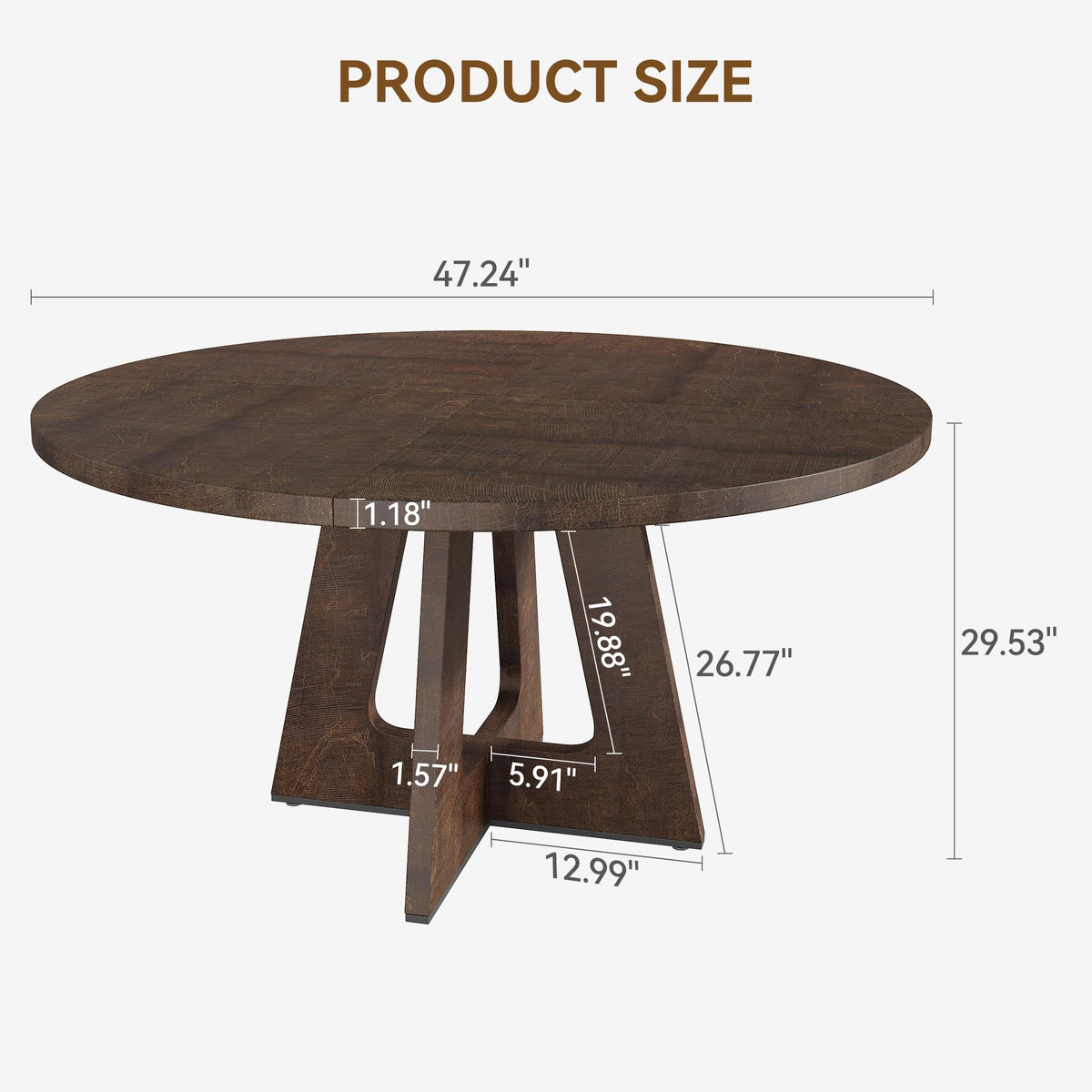 IDEALHOUSE 47 in Round Large Dining Table Set for 4 to 6 People