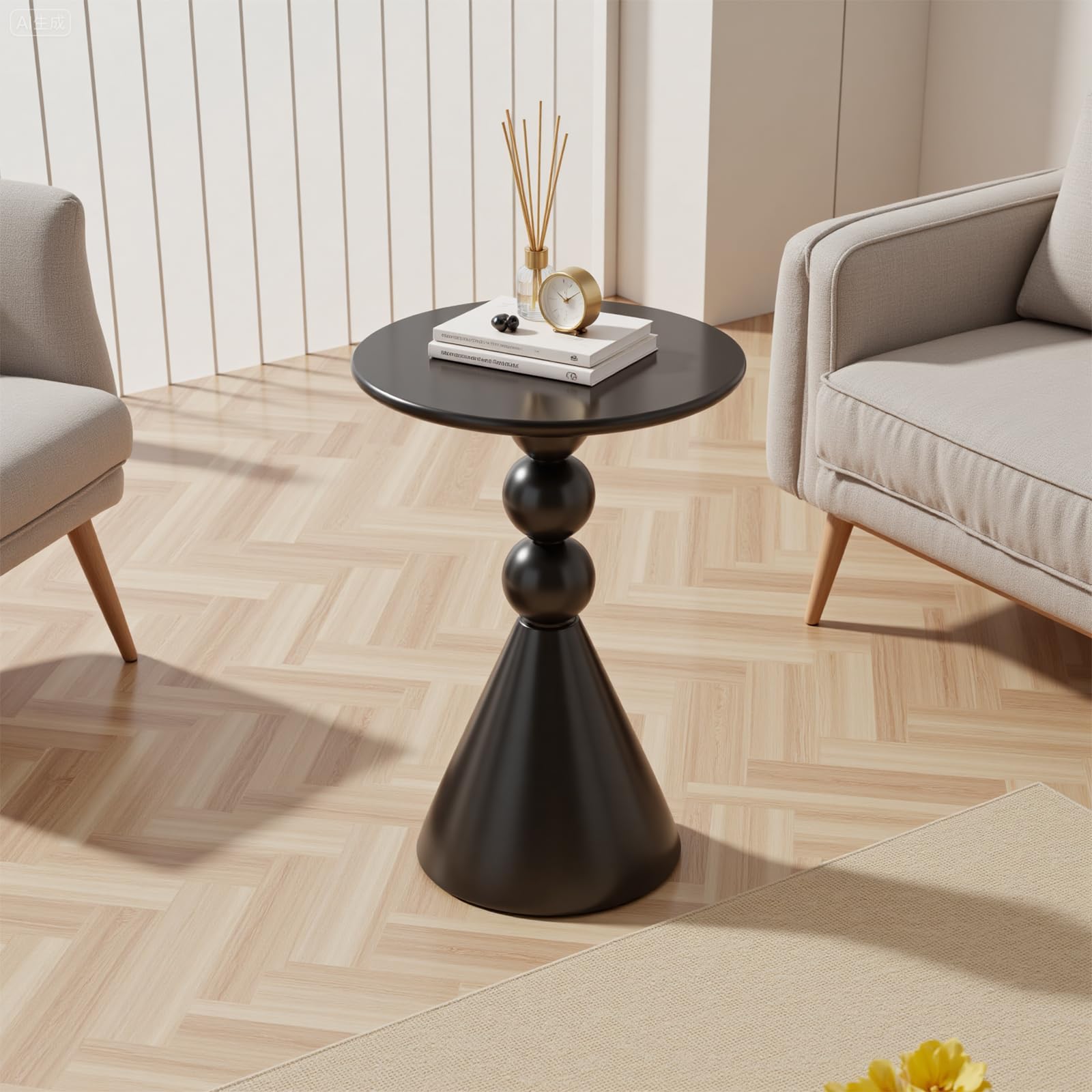 Round Metal Martini Pedestal Side Table