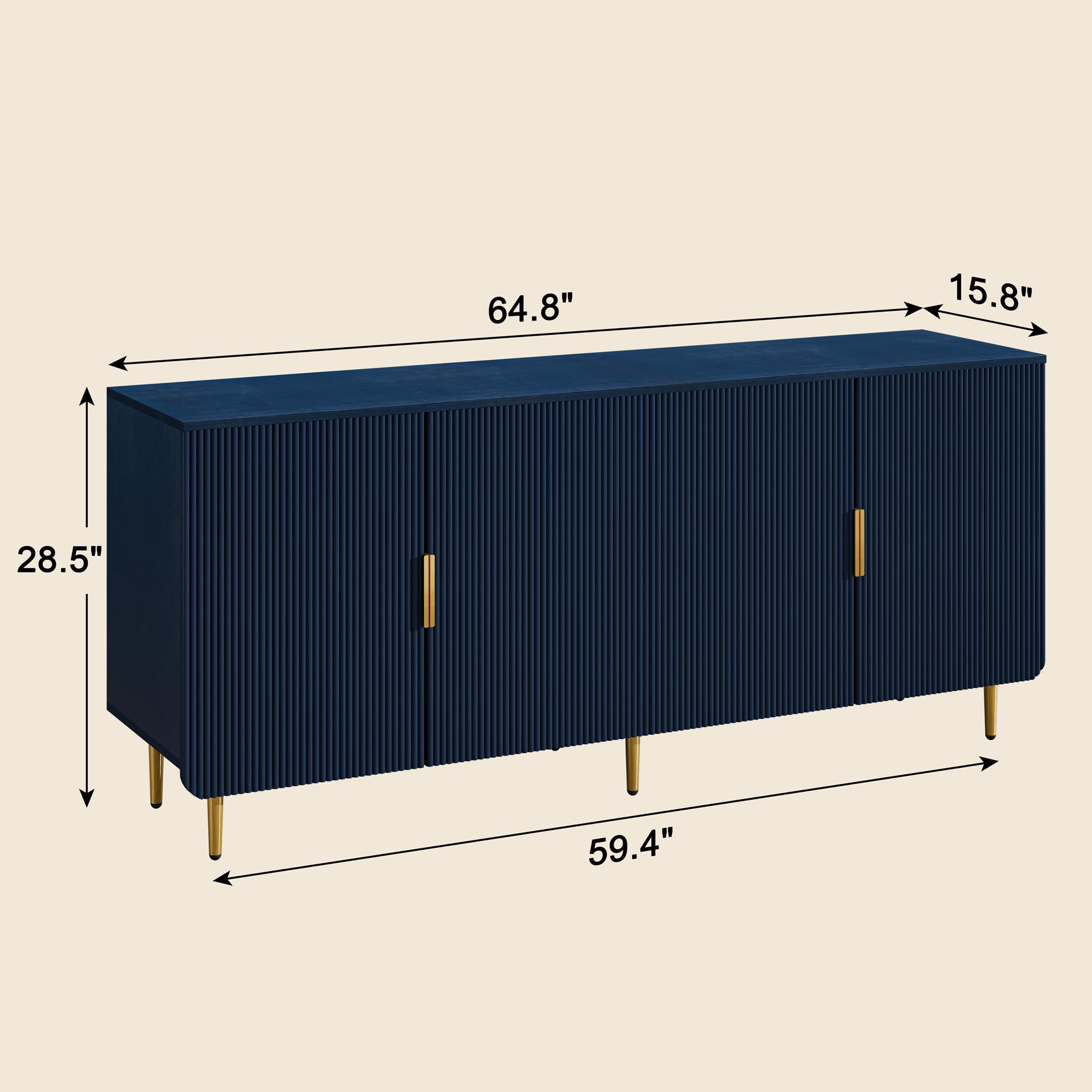 65" Fluted Sideboard Buffet Cabinet with Storage