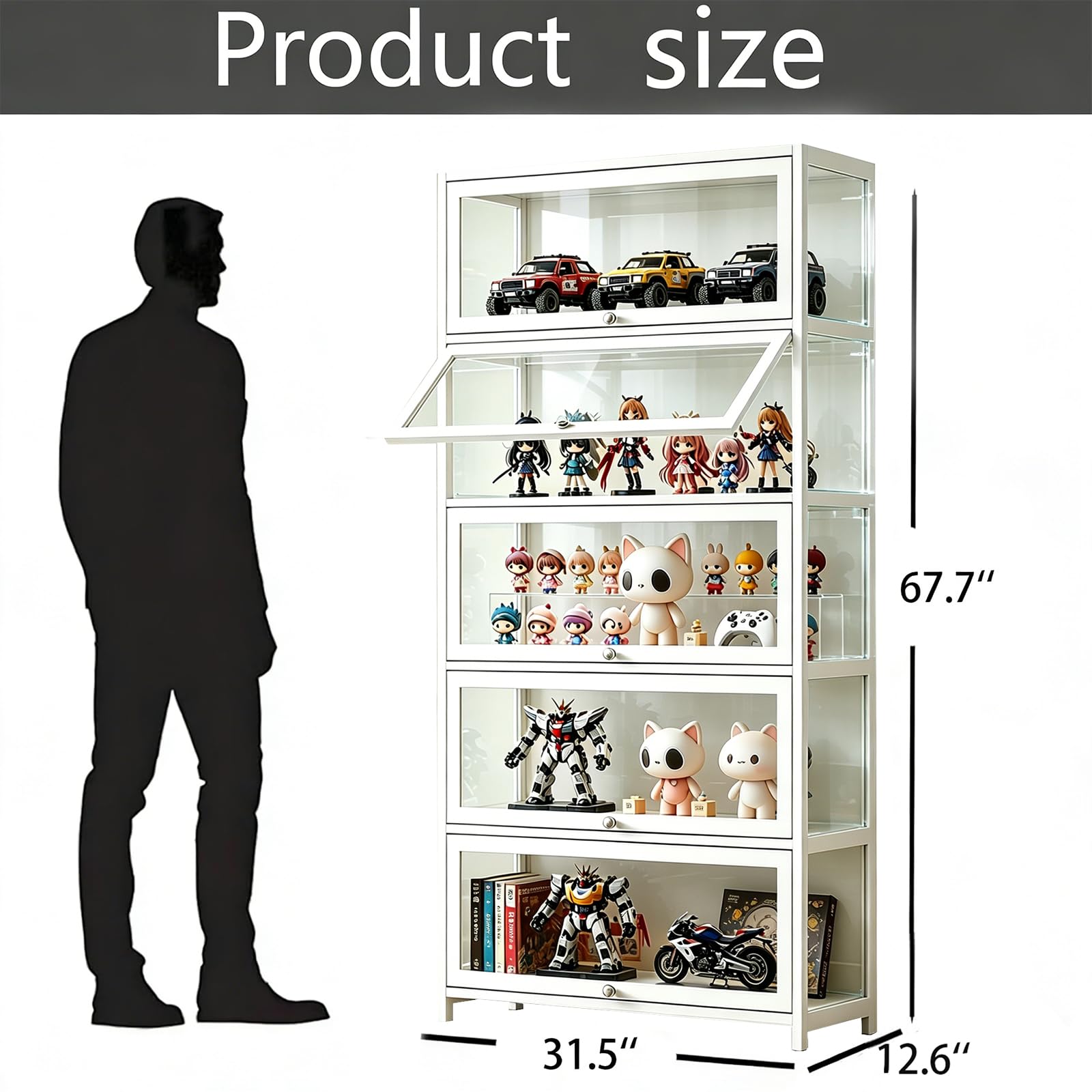 5-Tier Display Cabinet with Acrylic Door & Bamboo Frame